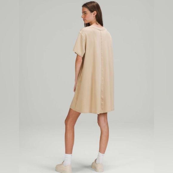 Lululemon All Yours Tee Dress - Size 4, Trench (Beige) Color, Pima Cotton Blend - Picture 6 of 6